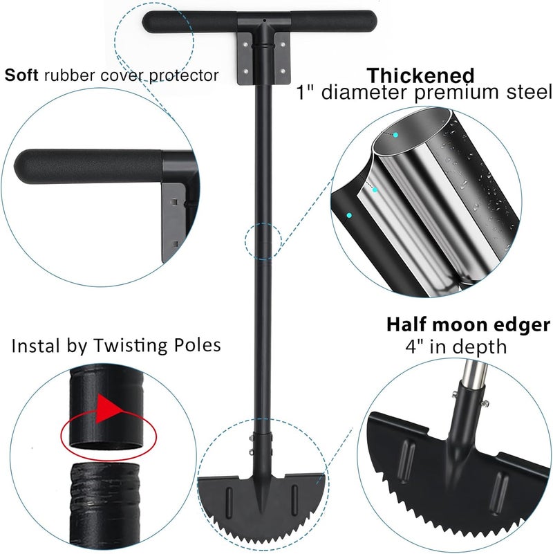 Oliynedy Lawn Edger Tool, Manual Grass Edger Long Handle 36 inch, Steel Hand Saw-Tooth Border Half Moon Edger Shovel for Yard, Garden, Landscaping, Sidewalk, Cable Burying - Image 2